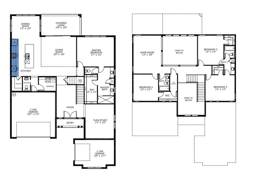 2D floor plan layout for the Brooklyn by ICI Homes in Weslyn Park at Sunbridge, St. Cloud, FL (Image 3).