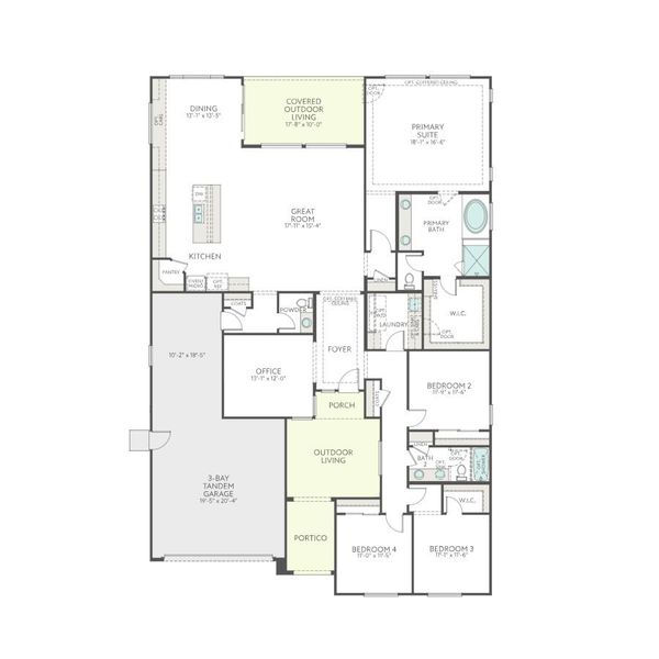 2D floor plan layout for the Parker Plan 5031 by Tri Pointe Homes in Camerano at Abel Ranch, Goodyear, AZ (Image 3).