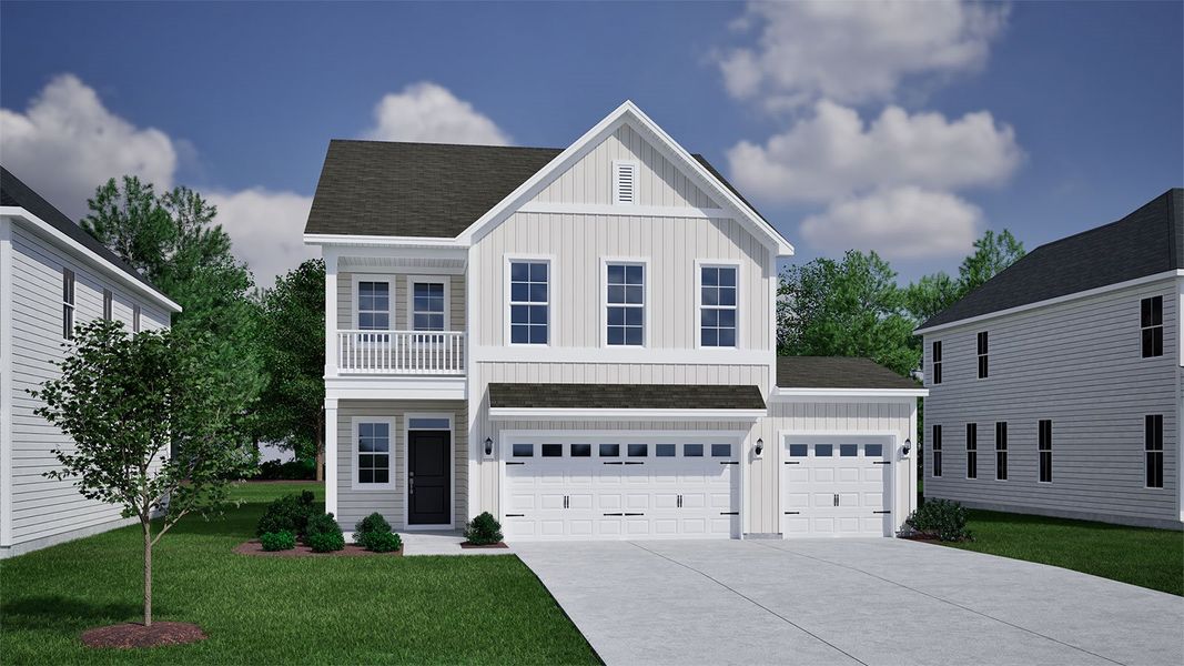 Representative exterior photo of a completed home built from the Cameron - Vanguard Collection by Mungo Homes in Porter Ridge, Elgin, SC (Image 5).