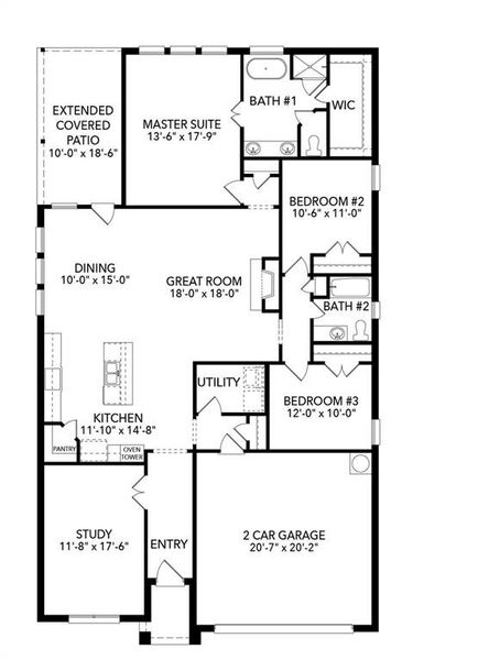 2D floor plan layout of this home in Country Lakes, Lantana, TX (Image 5). 2D floor plan layout of this home in Country Lakes, Lantana, TX (Image 5).