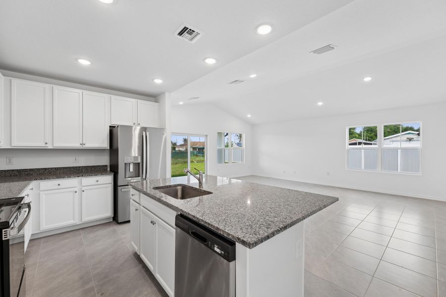 Kitchen, Dining Area & Great Room