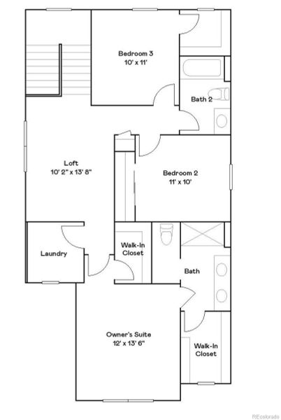 2D floor plan layout of this home in Preserve at Mesa Creek: The Celestial Collection, Colorado Springs, CO (Image 3).