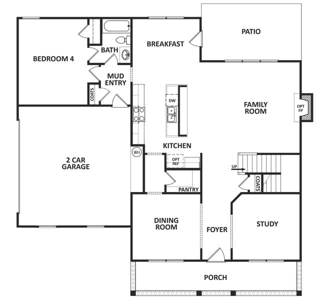 2D floor plan layout for the (GA)The Jackson | Side Entry by Reliant Homes in Alcovy Station, Covington, GA (Image 5).