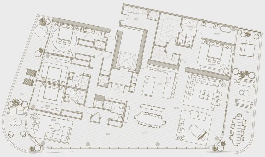 2D floor plan layout for the SKY 01 by Fortune International Group in The Ritz-Carlton Residences, Pompano Beach - The Beach Tower, Pompano Beach, FL (Image 1).