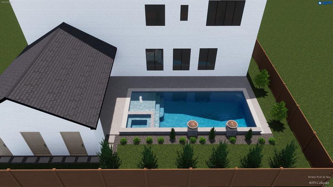 This is an artistic rendering only. A pool can be priced and installed through the builder's preferred vendor. It is not included in the list price.