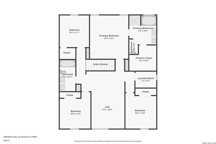 2D floor plan layout of this home in Thomas Pond, San Antonio, TX (Image 5).