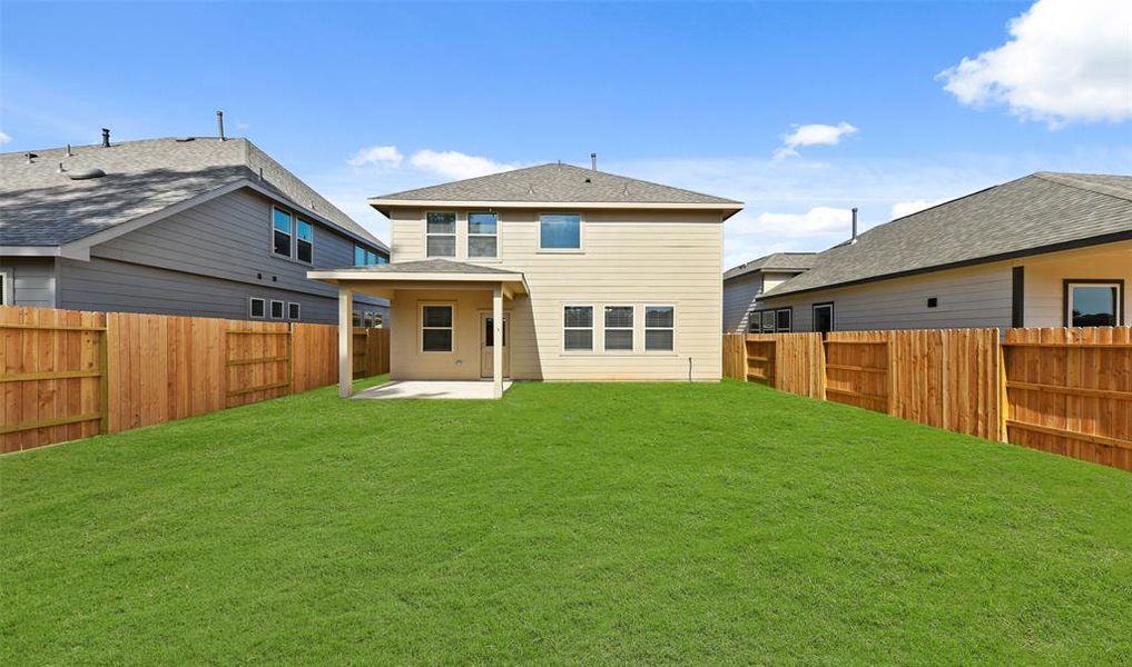 Covered patio in backyard