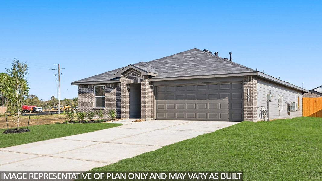Front exterior of a new home in Mill Creek, Magnolia, TX, highlighting curb appeal (Image 15). Front exterior of a new home in Mill Creek, Magnolia, TX, highlighting curb appeal (Image 15).