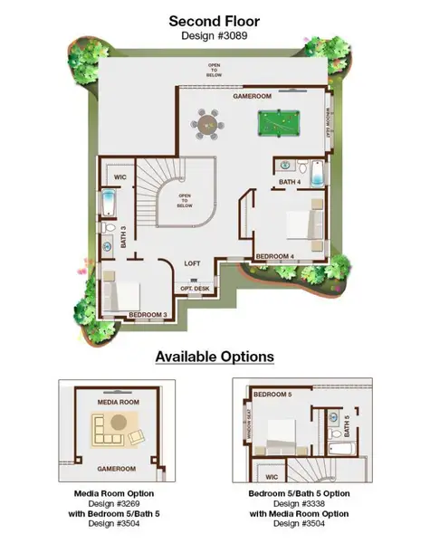 2D floor plan layout for the Rivercrest by Grand Homes in Grand Oaks, Celina, TX (Image 4).