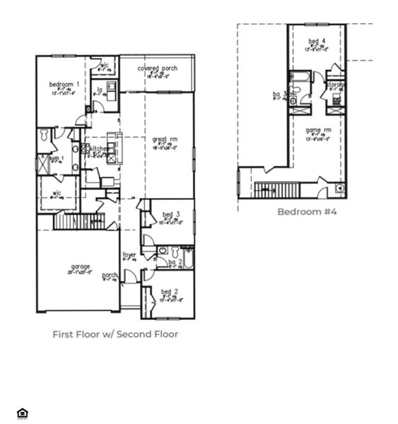 2D floor plan layout of this home in The Retreat at East Argent, Ridgeland, SC (Image 3).