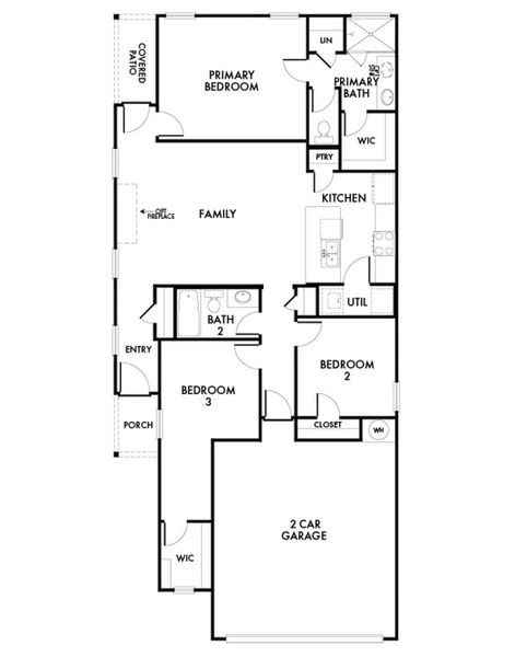 2D floor plan layout for the Rowan by Impression Homes in Creekside Ranch, Blue Ridge, TX (Image 3).
