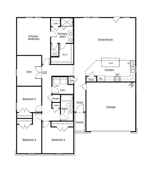 2D floor plan layout of this home in Heartland Signature, Crandall, TX (Image 2).