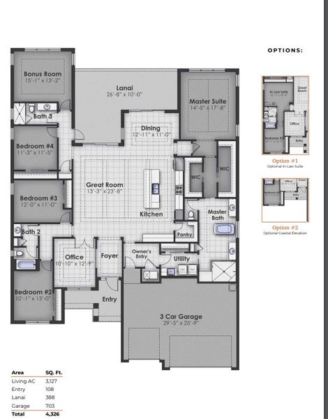 2D floor plan layout for the Fort Walton by Sam Rodgers Homes in Gran Place, Venice, FL (Image 4).