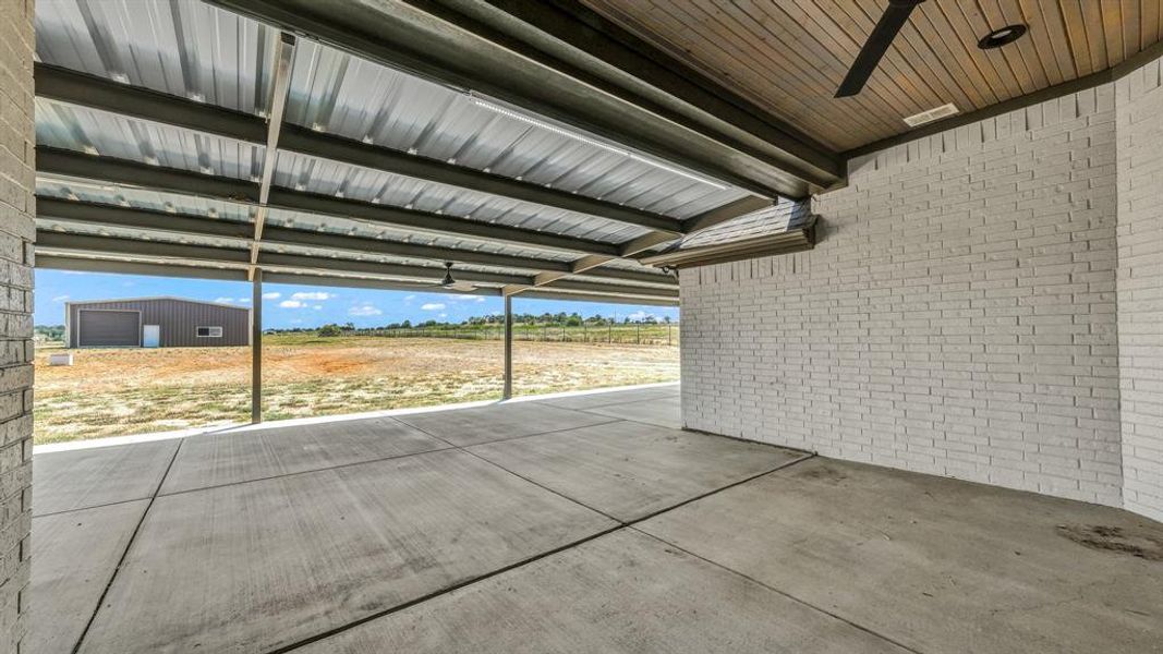 Extended Covered Rear Patio with ceiling fans