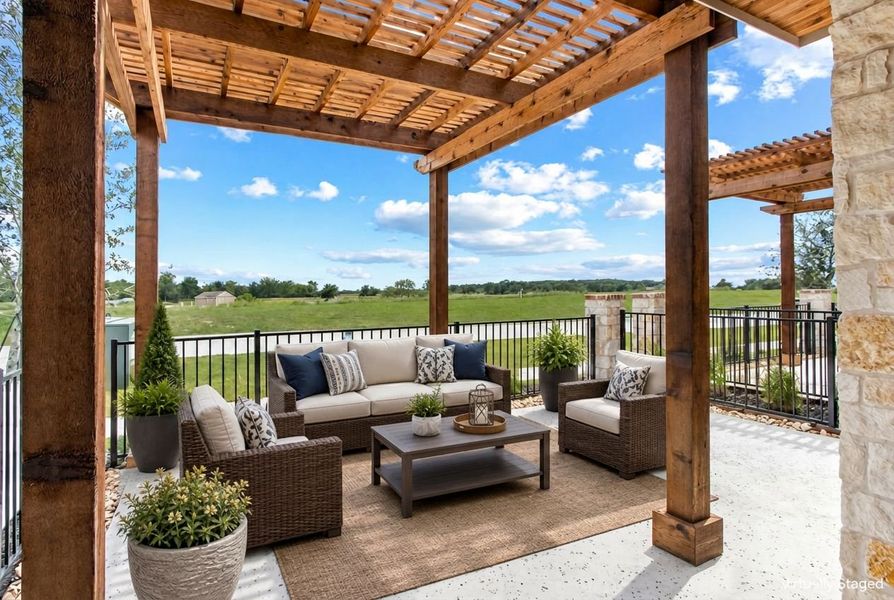 Exterior details and patio area of a home in The Tribute, The Colony (Image 28). Exterior details and patio area of a home in The Tribute, The Colony (Image 28).