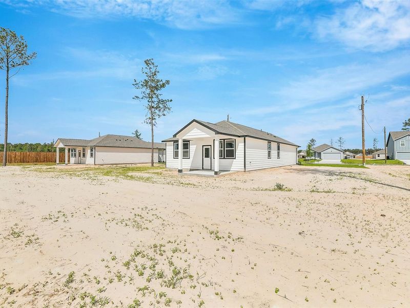 Exterior details and patio area of a home in Spring Branch Crossing, Conroe (Image 26).