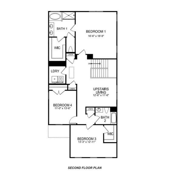 2D floor plan layout for the Landon by D.R. Horton in Laurelbrook, Sherrills Ford, NC (Image 4).