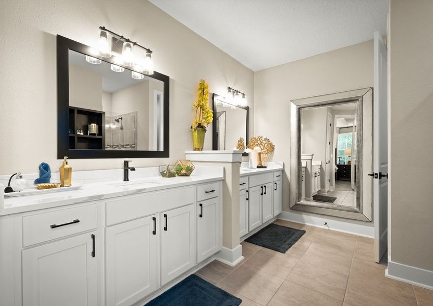 Master bathroom with large vanity.