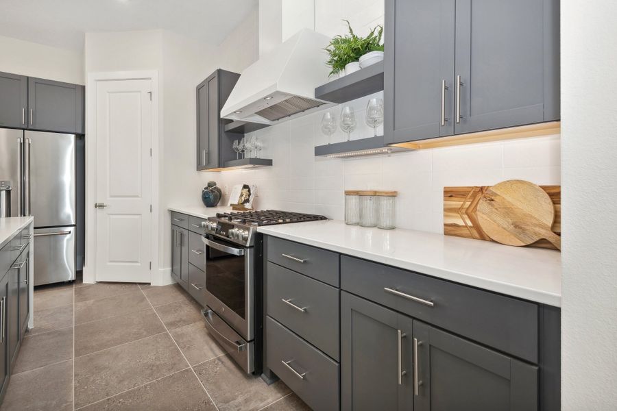 Kitchen with subway tile backsplash