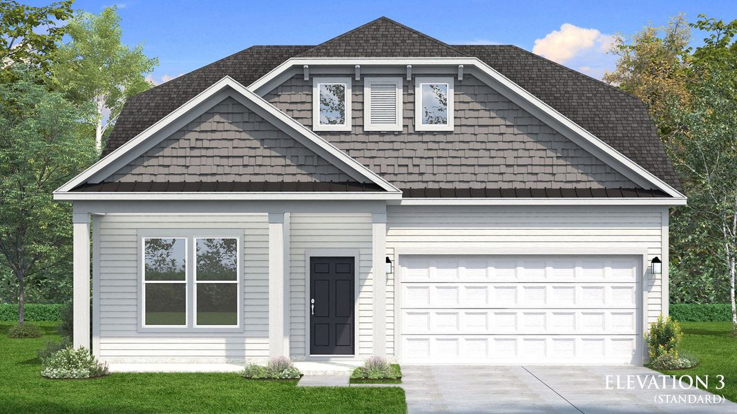 Representative exterior photo of a completed home built from the Greenwich by DRB Homes in Mason Glenn, Franklinton, NC (Image 12).