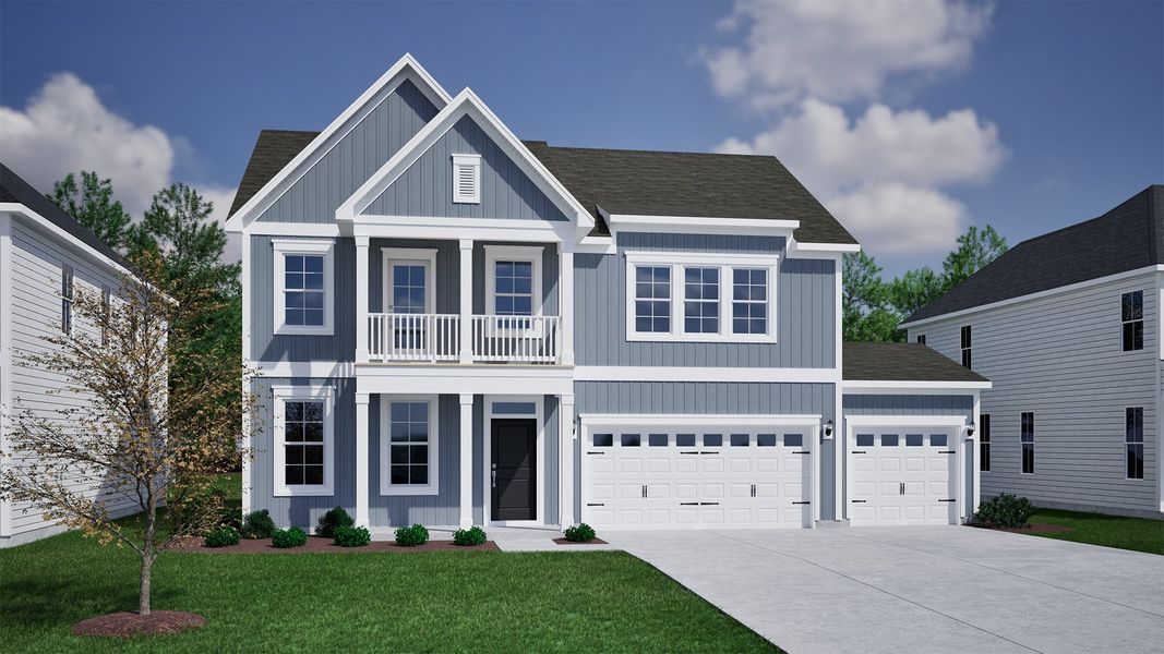 Representative exterior photo of a completed home built from the Edisto - Vanguard Collection by Mungo Homes in Scotts Hill Village, Wilmington, NC (Image 21).