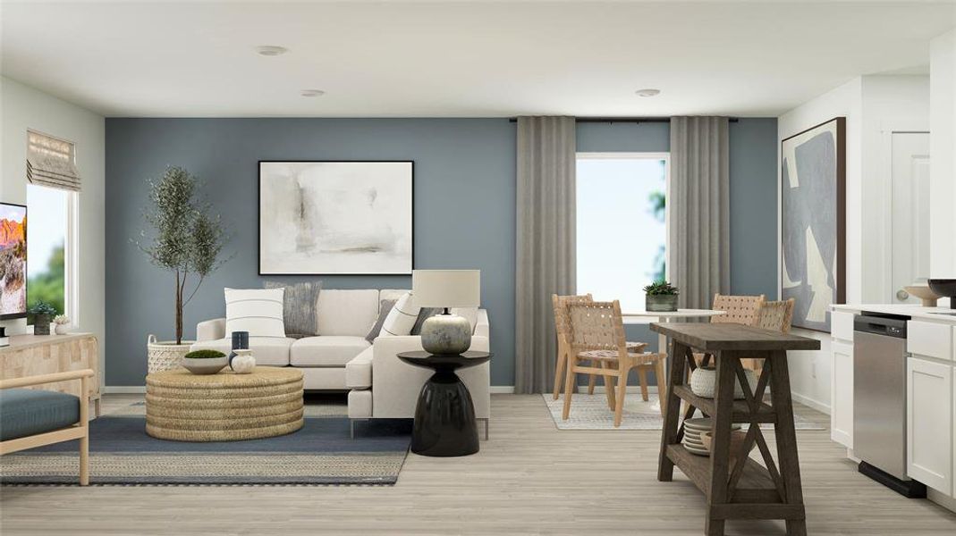 Living room featuring light hardwood / wood-style flooring