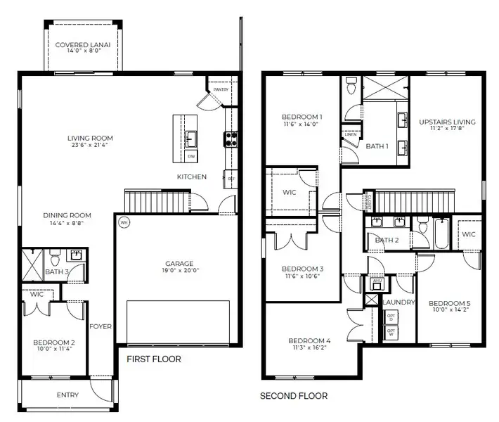 2D floor plan layout for the Parker by D.R. Horton in Reserve at Jupiter, Jupiter, FL (Image 3).
