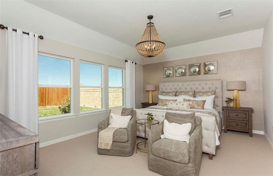 Elegant Owner's suite with beautiful finishes and ample floor space *Model representation