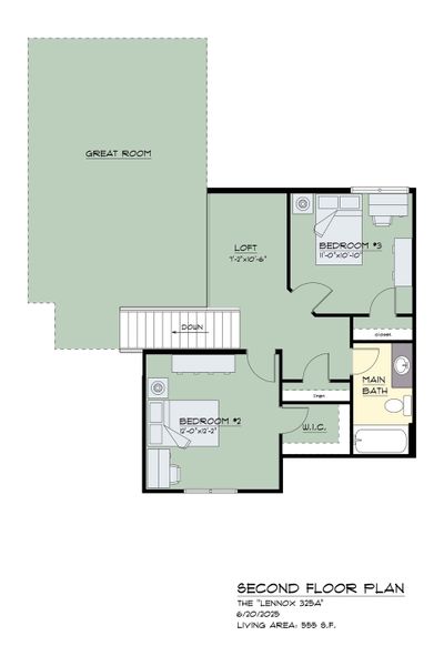 2D floor plan layout for the The Lennox by Forbes Capretto Homes in Birdsong Estates, Orchard Park, NY (Image 5).