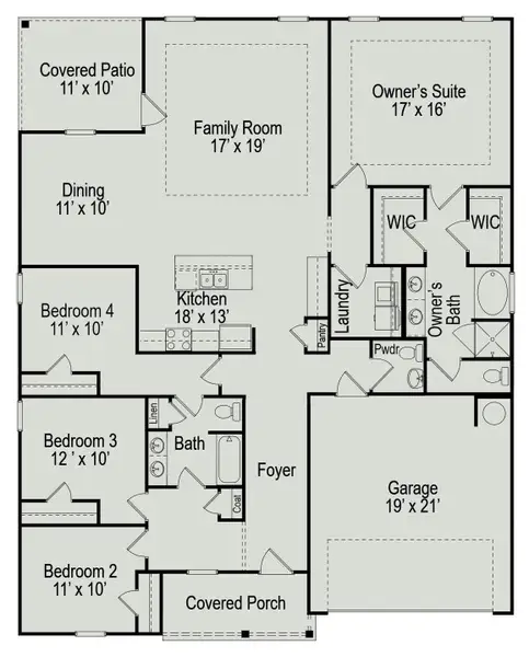 2D floor plan layout of this home in Sierra Vista, Rosharon, TX (Image 3). 2D floor plan layout of this home in Sierra Vista, Rosharon, TX (Image 3).