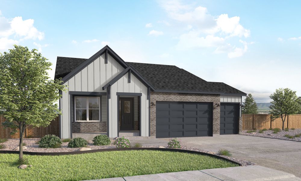 Representative exterior photo of a completed home built from the Reese by Lokal Homes in Jackson Creek, Monument, CO (Image 1).