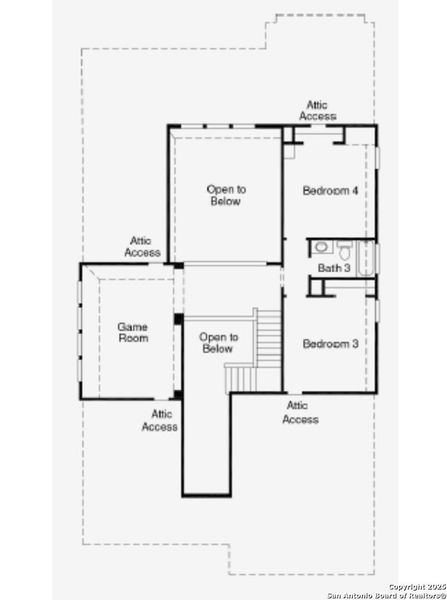 2D floor plan layout of this home in Megan's Landing, Castroville, TX (Image 4).