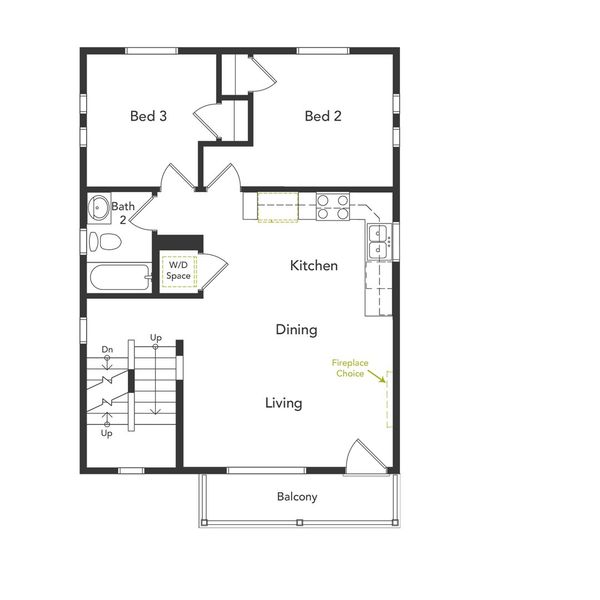 2D floor plan layout of this home in Thompson River Ranch, Johnstown, CO (Image 3).