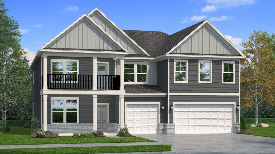 Representative exterior photo of a completed home built from the Rosemary II - Front Entry by DRB Homes in Brighton, Locust Grove, GA (Image 23).