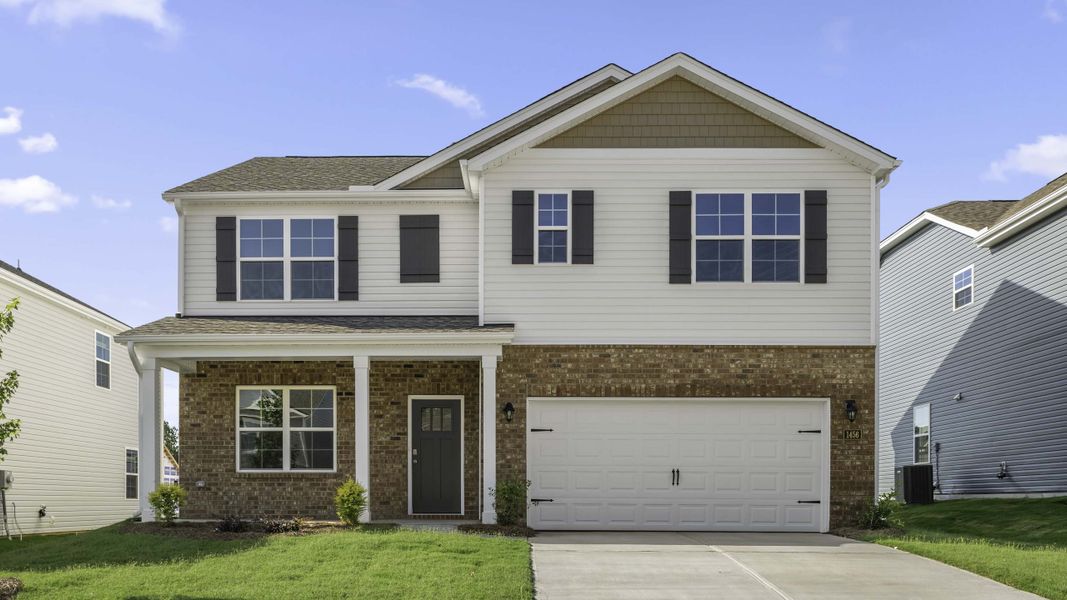 Front exterior of a new home in Middleton, Greensboro, NC, highlighting curb appeal (Image 1). Front exterior of a new home in Middleton, Greensboro, NC, highlighting curb appeal (Image 1).