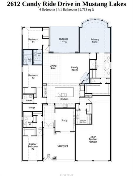 2D floor plan layout of this home in Mustang Lakes, Celina, TX (Image 3).