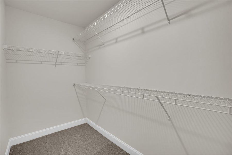 This spacious walk-in closet features ample wire s This spacious walk-in closet features ample wire s