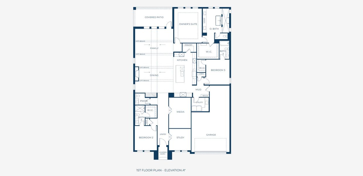 2D floor plan layout for the Bennett by Southgate Homes in Painted Tree 60' Series, McKinney, TX (Image 3).