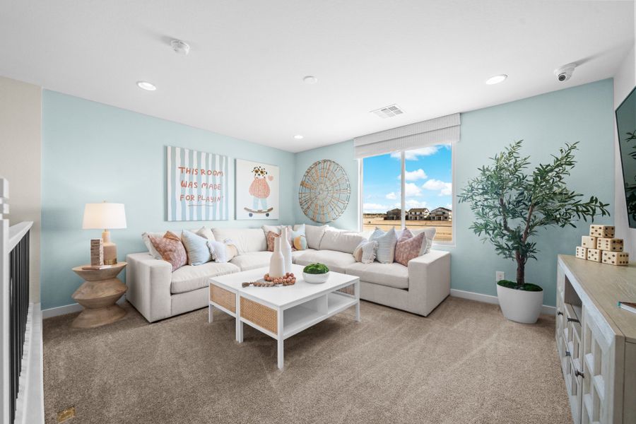 Furnished interior view inside a new home in Elara at Moonlight, Maricopa (Image 3). Furnished interior view inside a new home in Elara at Moonlight, Maricopa (Image 3).