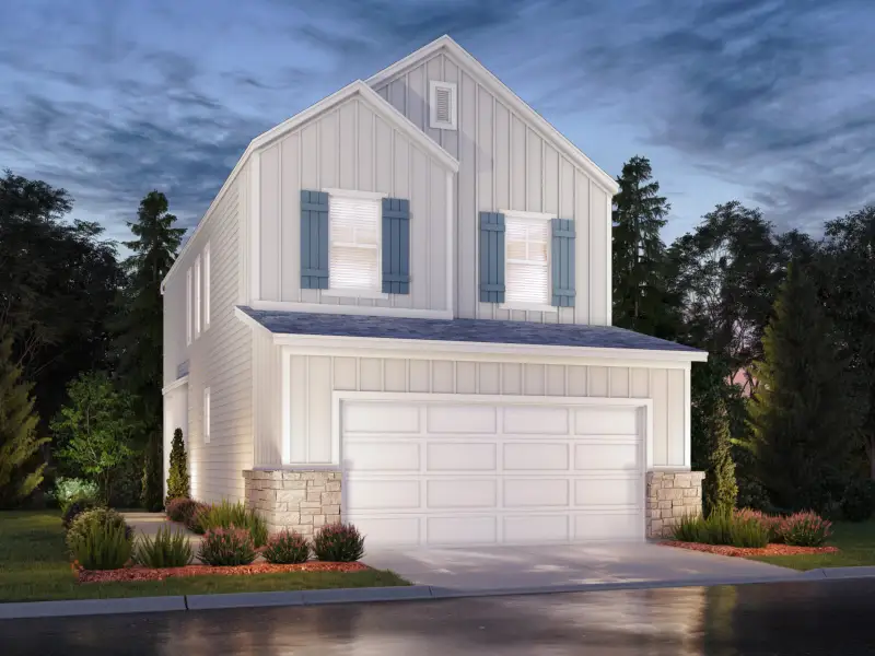 Front exterior of a new home in Kemah Crossing - City Series, Kemah, TX, highlighting curb appeal (Image 1). Front exterior of a new home in Kemah Crossing - City Series, Kemah, TX, highlighting curb appeal (Image 1).