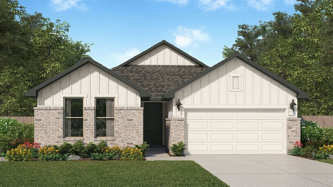 Representative exterior photo of a completed home built from the Stephanie by Risewell Homes in The Canopies, Splendora, TX (Image 3).