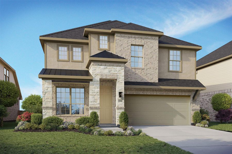 Front exterior of a new home in Briarwood, Elgin, TX, highlighting curb appeal (Image 1). Front exterior of a new home in Briarwood, Elgin, TX, highlighting curb appeal (Image 1).