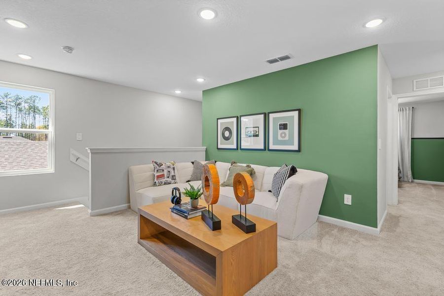 Furnished interior view inside a new home in The Landings at Pecan Park, Jacksonville (Image 16). Furnished interior view inside a new home in The Landings at Pecan Park, Jacksonville (Image 16).