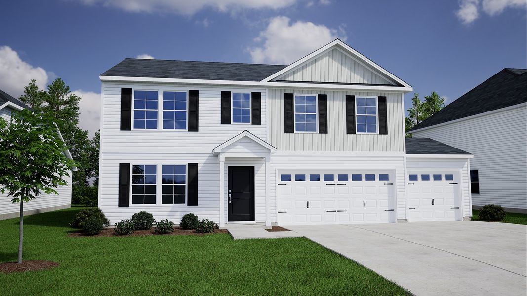 Representative exterior photo of a completed home built from the Russell - Genesis Value Collection by Mungo Homes in Fairview Falls, Chesnee, SC (Image 22).