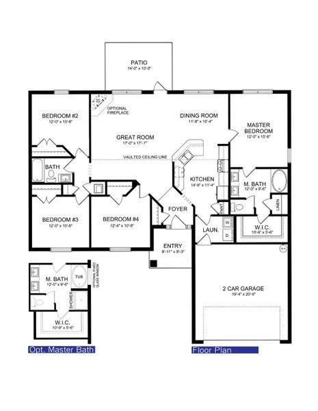 2D floor plan layout for the 1755 by Adams Homes in Okeechobee, Okeechobee, FL (Image 3).