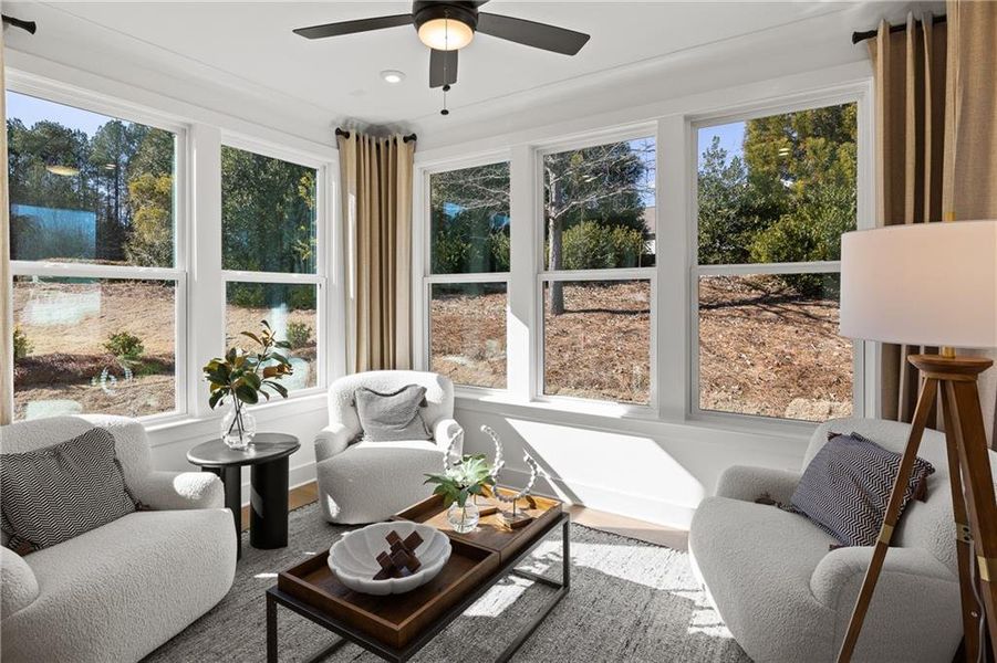 Furnished interior view inside a new home in Sun City Peachtree, Griffin (Image 5). Furnished interior view inside a new home in Sun City Peachtree, Griffin (Image 5).