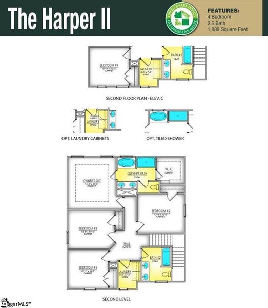 2D floor plan layout of this home in Springwood Grove, Central, SC (Image 4).
