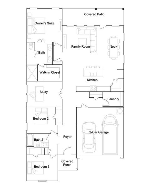 2D floor plan layout of this home in Sofi Lakes, Katy, TX (Image 2).