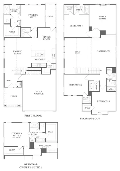 2D floor plan layout for the Conchos by Milestone Community Builders in Crosswinds, Kyle, TX (Image 3).