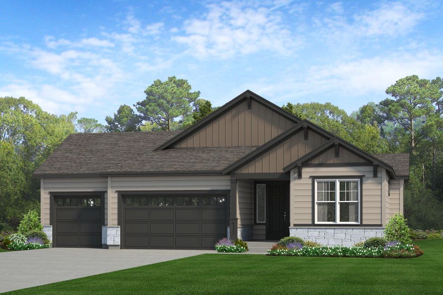 Representative exterior photo of a completed home built from the Lakewood by Risewell Homes in Cherry Meadows, Brighton, CO (Image 1). Representative exterior photo of a completed home built from the Lakewood by Risewell Homes in Cherry Meadows, Brighton, CO (Image 1).